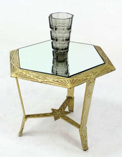 Fine Mid Century Modern Art Deco Hexagon Top Star of David Base Side End Table