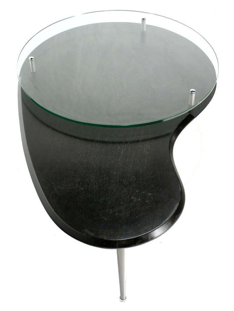 EstablishedLines Mid-Century Modern Organic Kidney Shape Elevated Glass Top Coffee Table MINT!
