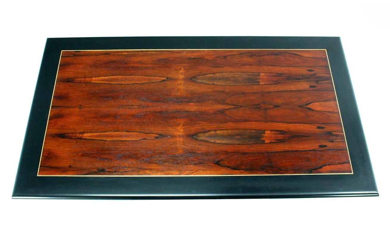 Pedestal Base Brass Legs Rosewood  Ebonised Black Lacquer Top Dining Table MINT!