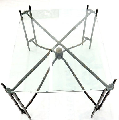 Bronze Faux Bamboo Glass Top Rectangular Coffee Table
