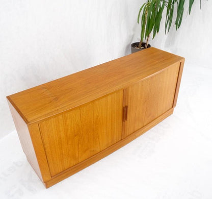 Danish Mid-Century Modern Teak Credenza Tambour Doors Hutch Mint