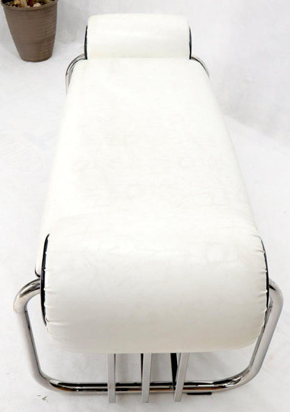 Bauhaus Chrome Bent Tube Black and White Upholstery Bench