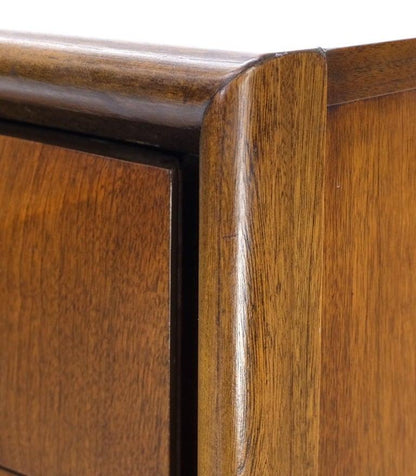 Mid-Century Modern Sculpted Walnut 9 Diamond Front Drawers Dresser Mint
