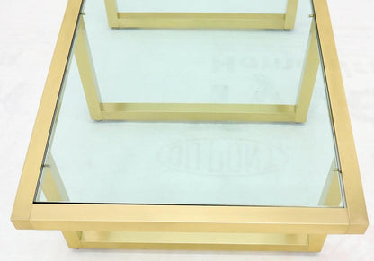 Brass Frame Shape Base Glass Top Rectangular Coffee Table