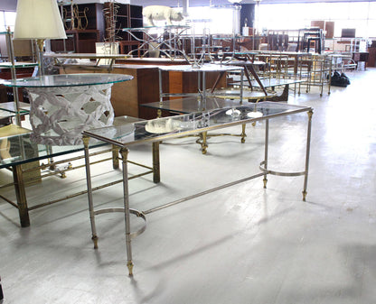 Brass, Chrome, and Glass-Top Console or Sofa Table
