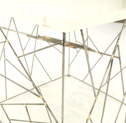 Travertine Top Wire Base Square Side End Table Stand Mid-Century Modern MINT!