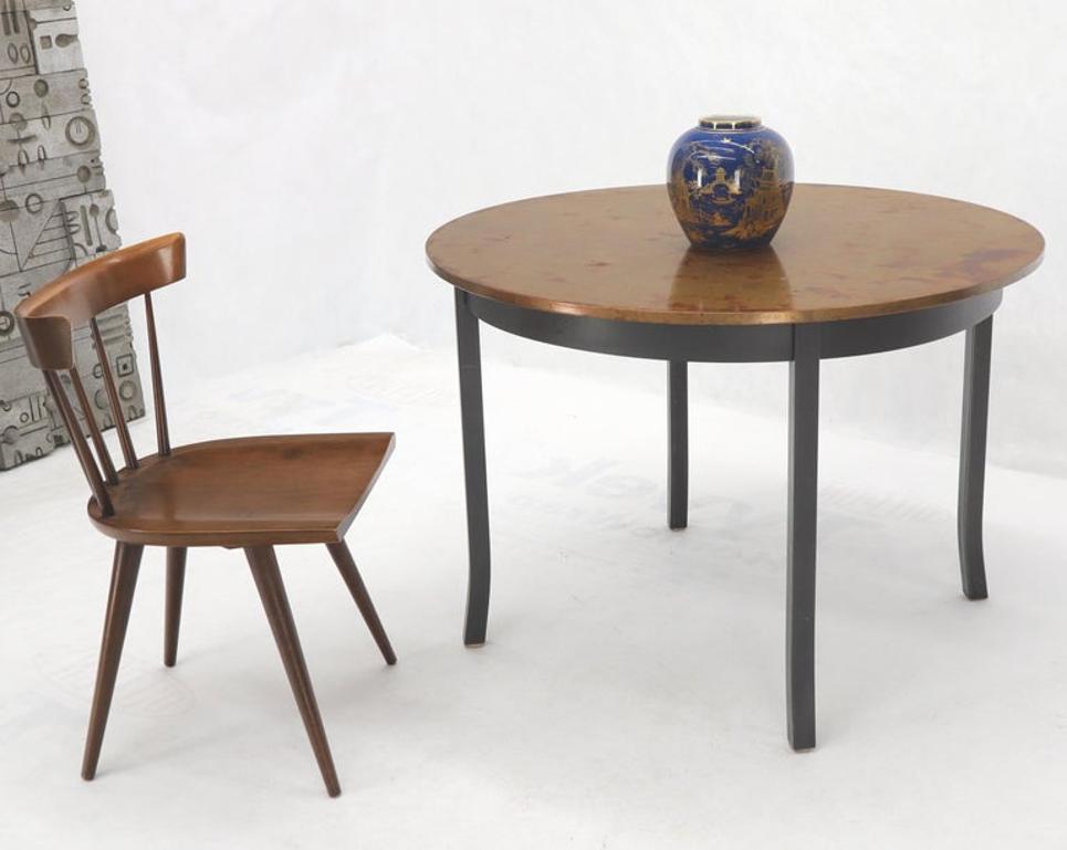 Round Copper Top Black Metal Base Dining Table