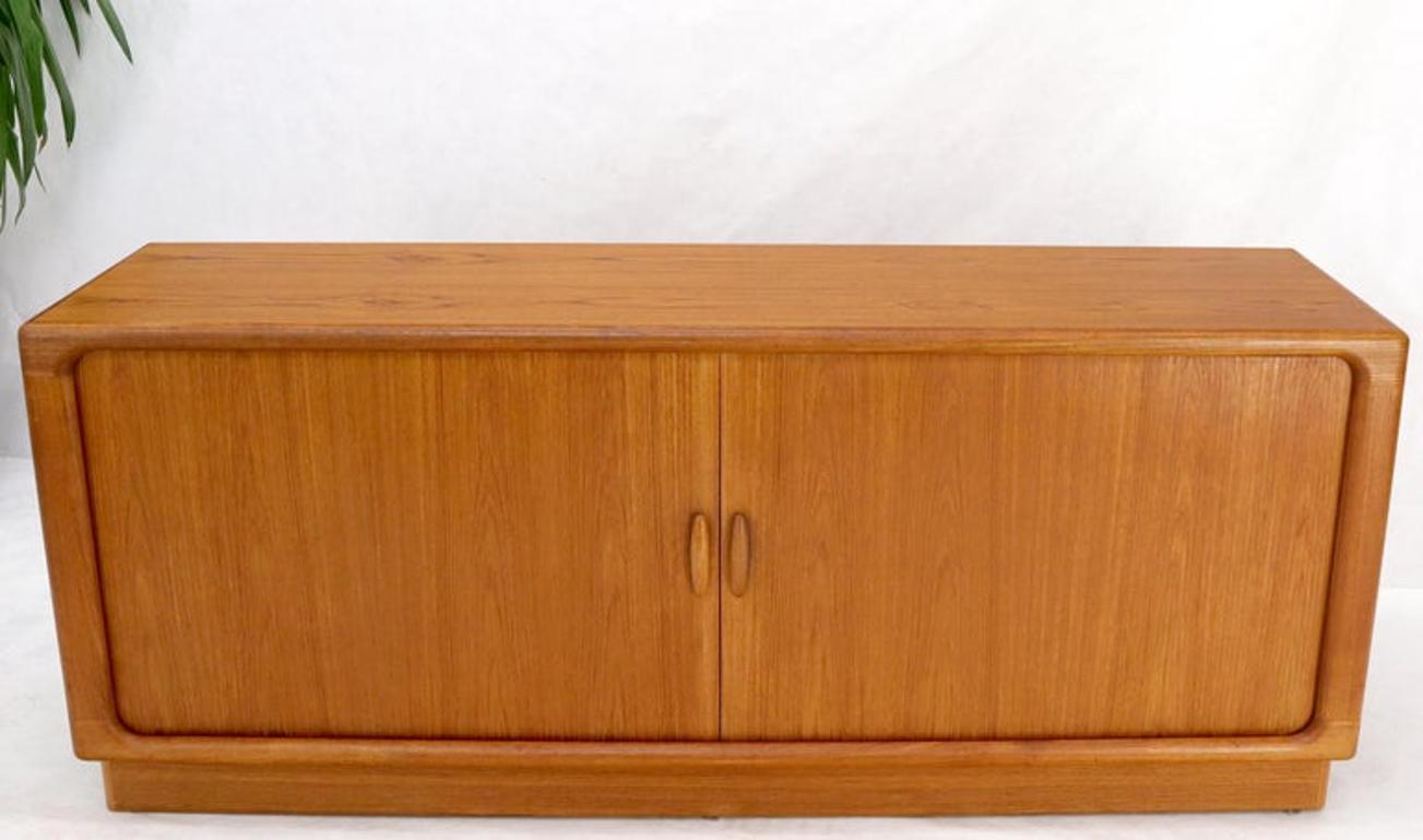 Danish Mid-Century Modern Teak Tambour Doors Long Dresser Credenza by Dyrlund