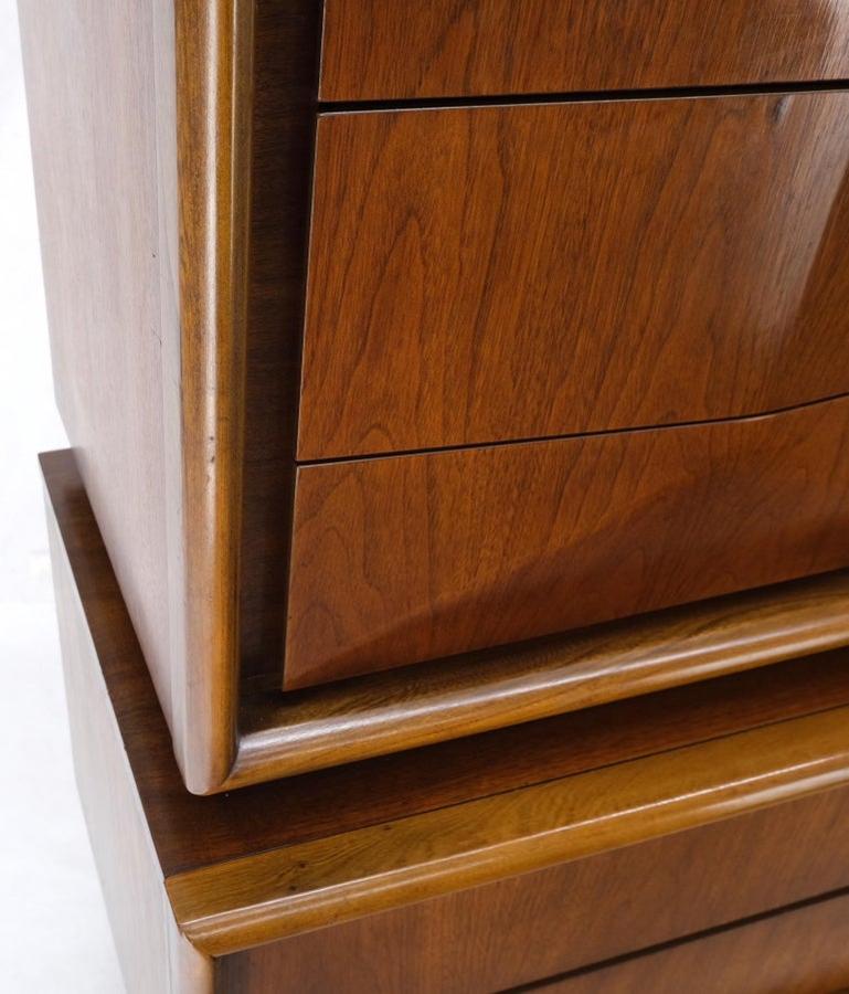 Mid-Century Modern Diamond Front Walnut 8 Drawers High Chest Dresser Cabinet