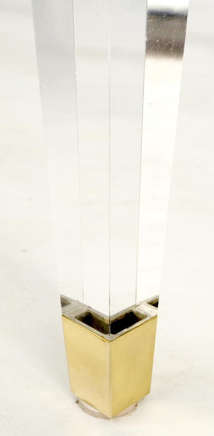 Large Mid Century Modern c.1970's Lucite Brass Glass Top Rectangle Coffee Table