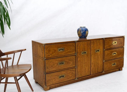 Campaign Style 9 Drawers Two Doors Compartment Paint Decorated Dresser Credenza
