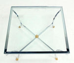 Hoof Brass Feet Chrome and 3/4" Glass Square Coffee Table