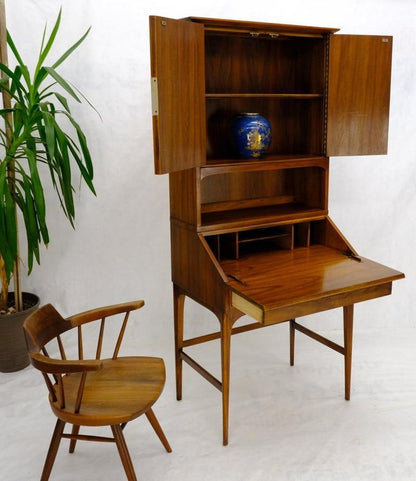 Mid-Century Modern Walnut tall Secretary Desk Bookcase