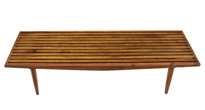 Solid Oiled Slat Wood Bench