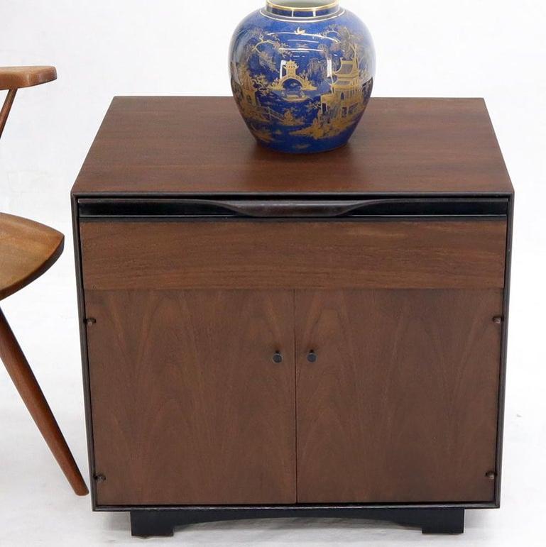 John Stuart Walnut One Drawer Two Doors Compartment End Table Nightstand