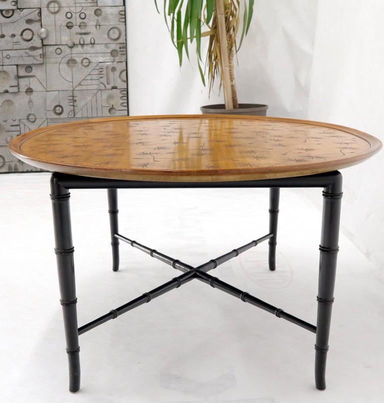 Tapered Faux Bamboo Leg Oval Top Coffee Table