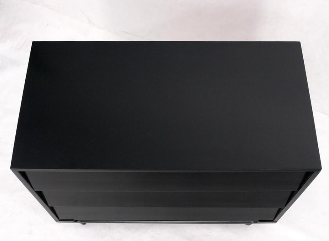 Black Lacquer 3 Louver Drawers Dresser on a "Base" 2 Pieces Cabinet Credenza