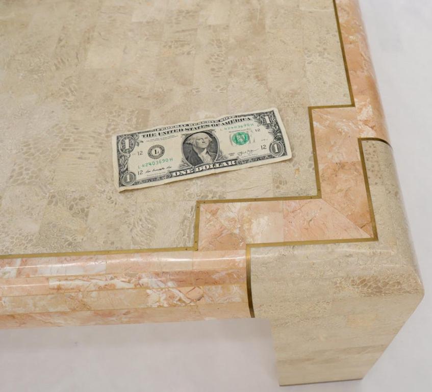 Tessellated Stone Brass Inlay Square Coffee Table