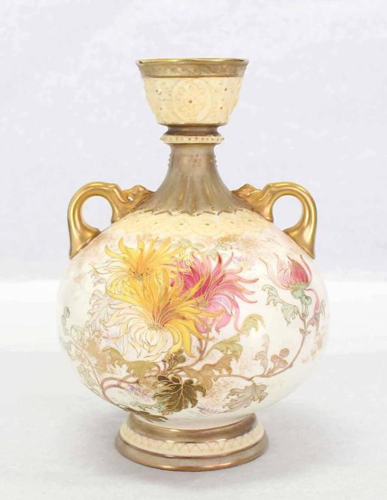 Pair of Royal Worcester Porcelain Vases