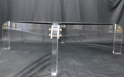 Large Lucite Base Square Glass Top Coffee Table