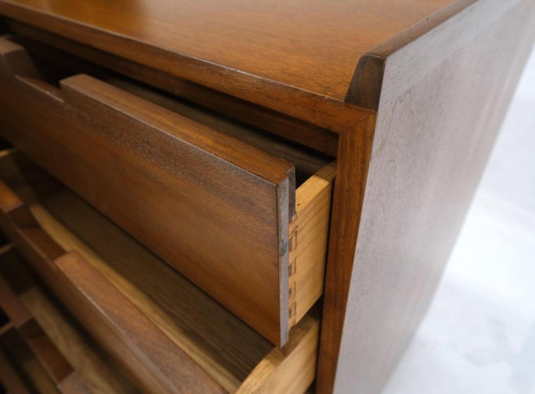 Mid-Century Modern 10 Drawers Walnut Gallery Top Dresser Credenza Double Doors