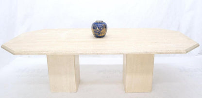 Large Rectangular Double Pedestal Travertine Dining or Conference Table