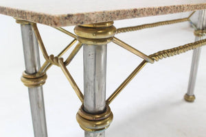 Mid Century Modern Solid Brass Rope  Marble Top Console Table