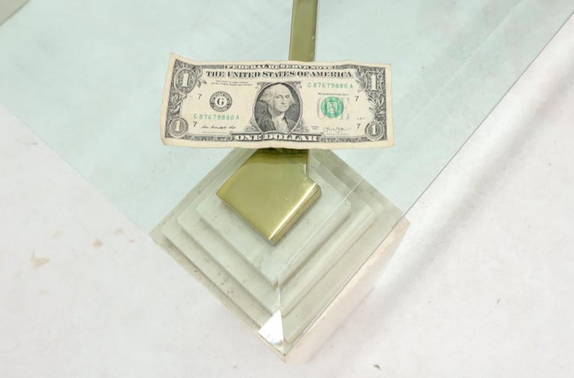 Square Travertine Legs Brass X Shape Base Glass Top Coffee Table