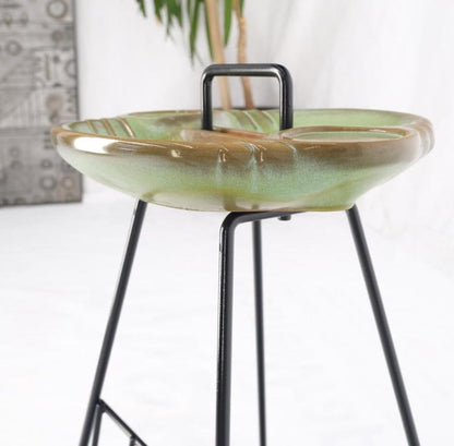 Mid-Century Modern Ceramic Ashtray on Wire Legs Magazine Rack Stand