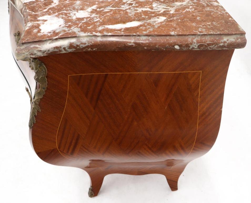 Bombe French Marble-Top Bronze Ormolu Louis XV Style 3 Drawers Dresser Commode