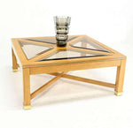 Contemporary Bird's-Eye Maple with a Square Glass Top Coffee Table