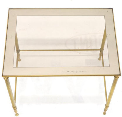 Set of 3 Brass Mirrored Border Glass Tops Nesting Stacking Tables
