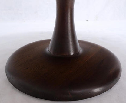 Mid-Century Modern Turned Solid Walnut Base Marble Top Round Coffee Table MINT