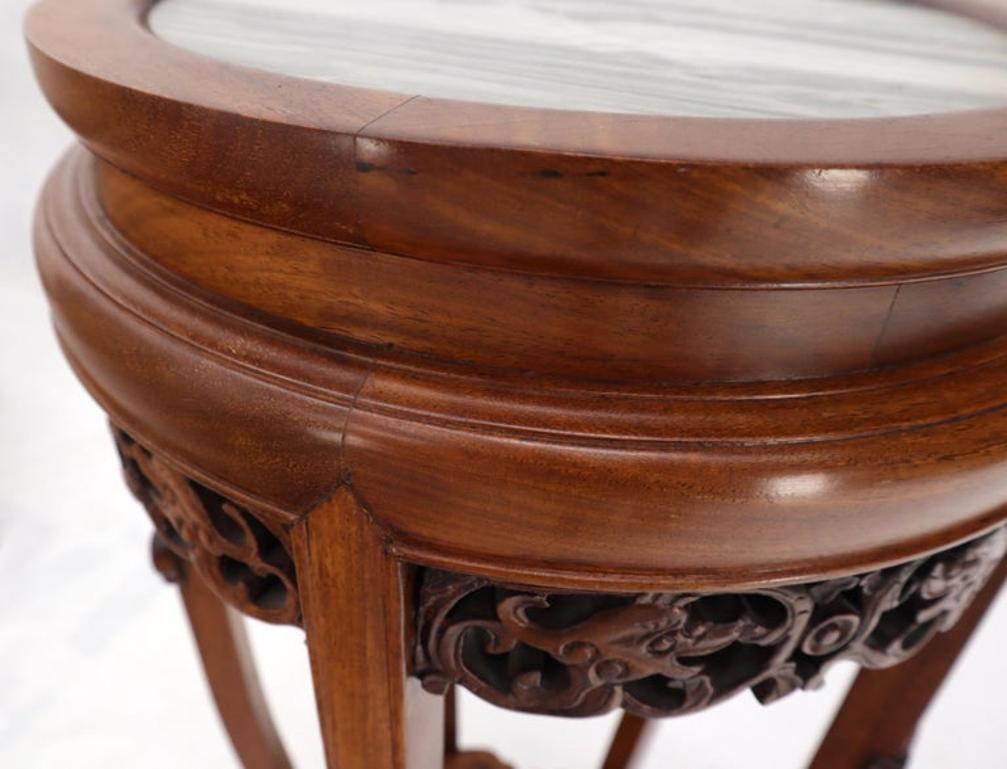 Chinese Carved Rosewood Marble Top Stand