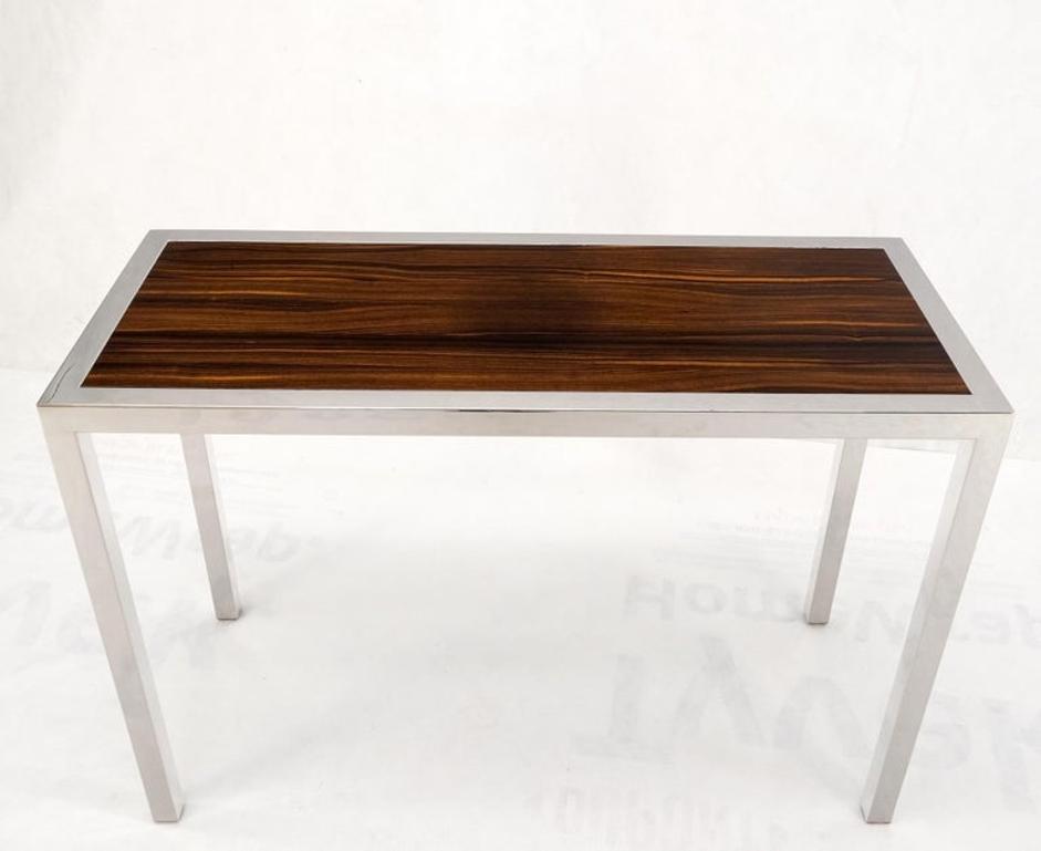 Chrome Base Rosewood Top Mid-Century Modern Console Sofa Table MINT!