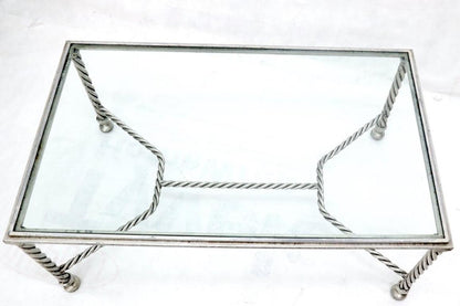 Forged Metal Twisted Rope Effect Silver Gilt Base Rectangle Coffee Table