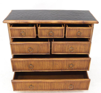 Rattan 7 Drawer Bachelor Chest of Drawers by Baker