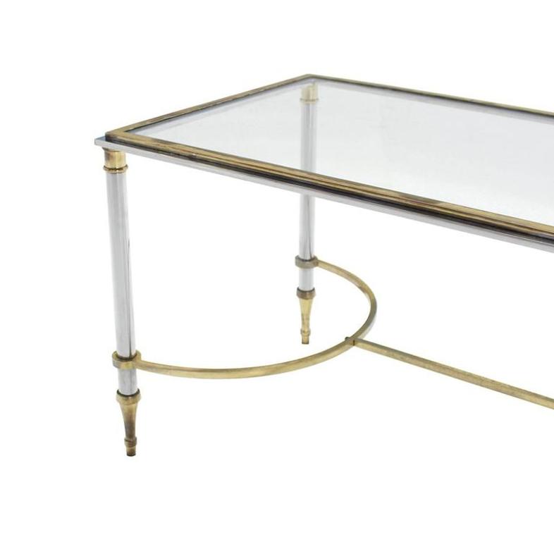 Glass Chrome and Brass Mid-Century Modern Rectangle Coffee Table