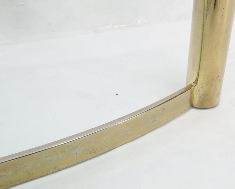 Two-Tier "L" Shape Glass and Brass Organic Kidney Shape Coffee Table