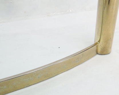Two-Tier "L" Shape Glass and Brass Organic Kidney Shape Coffee Table