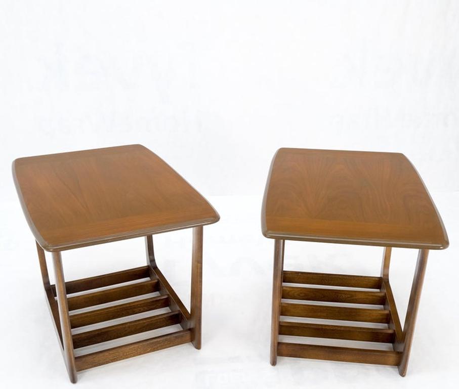 Pair of Mid-Century Modern Walnut End Side Tables w/ Shelf MINT!