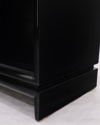 Black Lacquer Double Glass Sliding Doors Bracket Feet Petit Bookcase Shelves