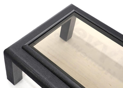 Cloth Wrapped Black Lacquer Glass Top Rectangular Coffee Table