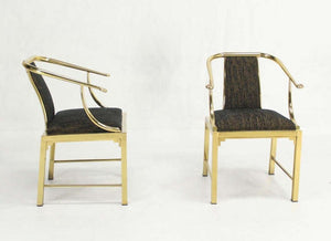 Mid-Century Modern Pair of Brass Barrel Back Chairs by Mastercraft