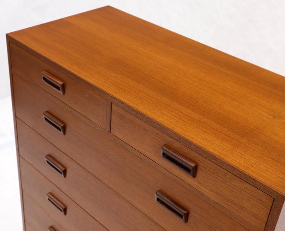 Danish Mid-Century Modern Tall High Boy Chest of 7 Drawers Dresser Cabinet