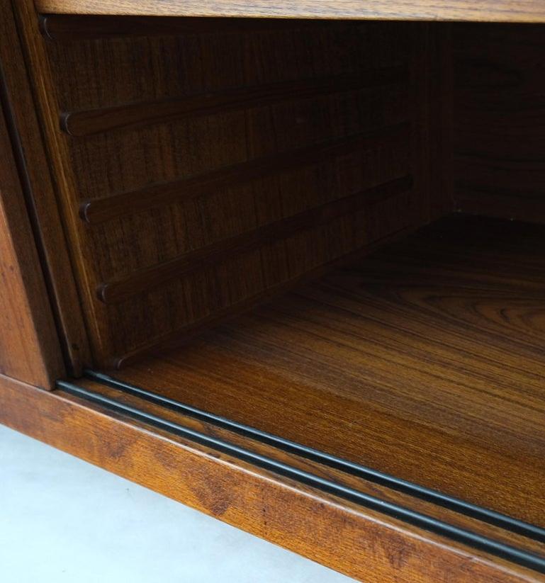 Teak Danish Modern Petit Serving Credenza on Wheels Bar Liquor Cabinet Dresser