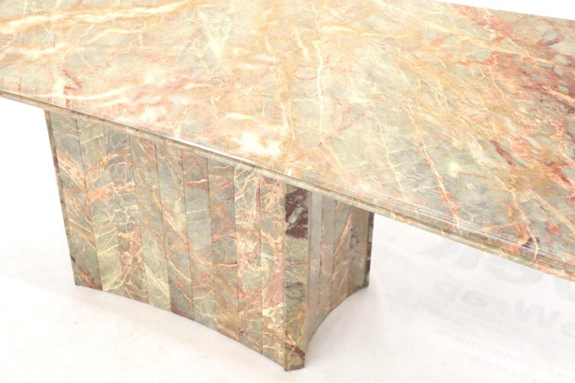 Concave Side Rectangular Pedestal Base Marble Dining Conference Table