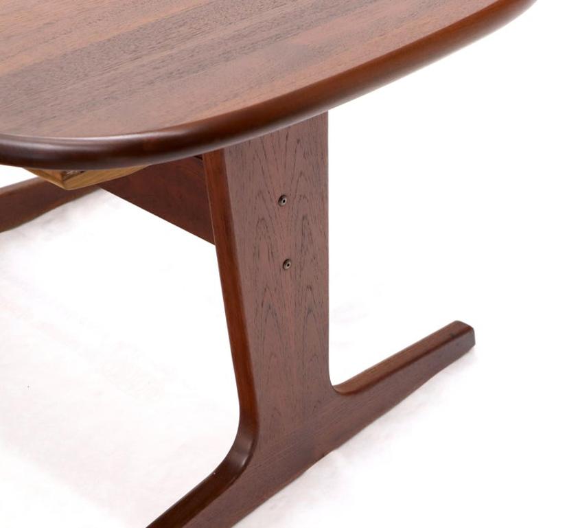 Compact Solid Teak Danish Mid-Century Modern Dining Table with Two Leaves