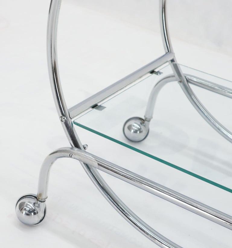 Circular Shape Glass Top Bauhaus Serving Cart Deco Midcentury Wolfgang Hoffman