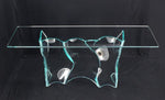 Organic Free Form Molded Bent Glass Wave Pattern Large Console Table Glass Top